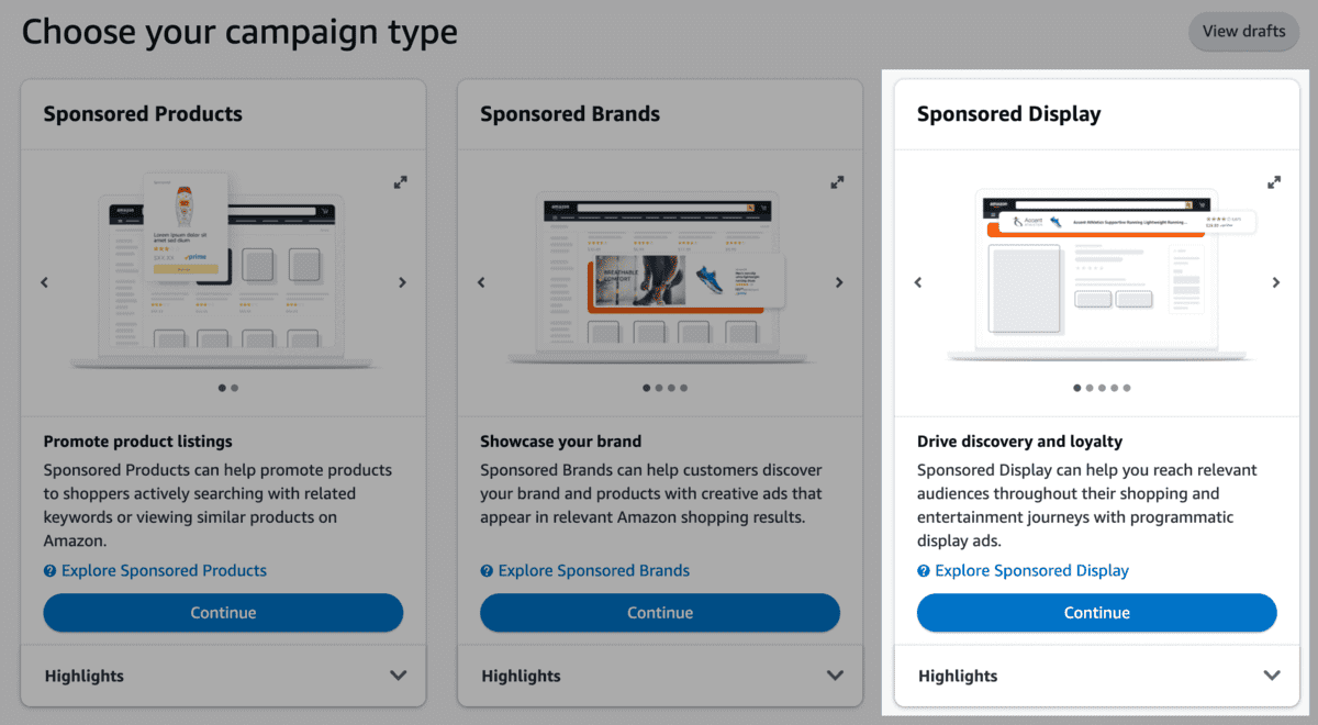 Amazon Sponsored Display Ads Format