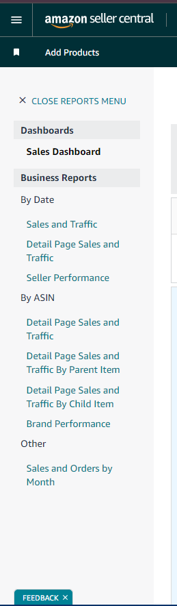 Multiple comprehensive Business Reports on Seller Central.