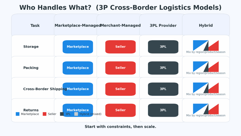 Table showing the 3P Cross-Border Logistics Models